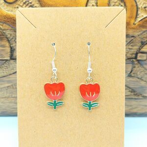 Red Tulip Flower Earrings Spring Cottagecore Boho Garden